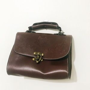 Faux leather brown handbag